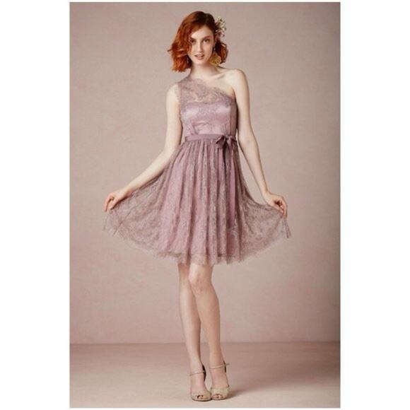 Anthropology Van Et Vien for BHLDN Lace One Shoulder Dress Size 6 - Picture 3 of 8